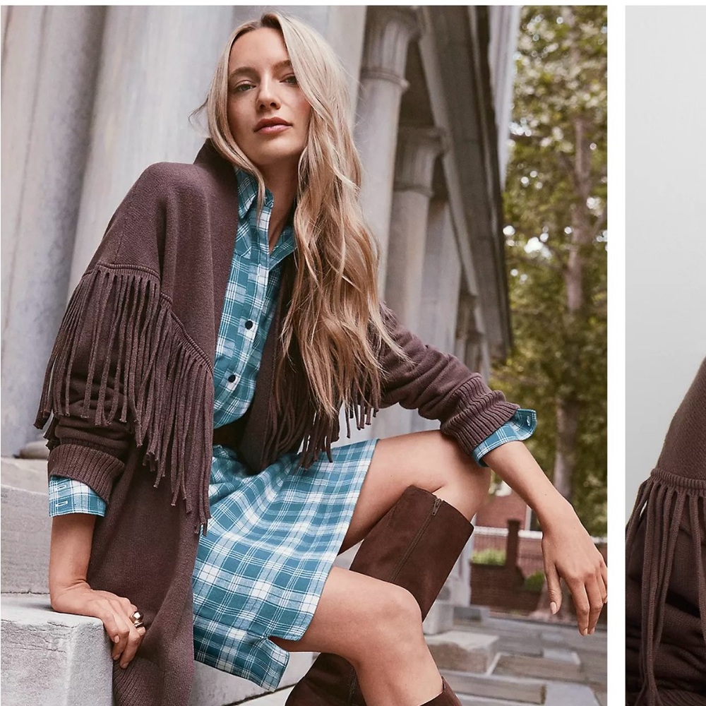 LOFT Brown Fringe Cardigan